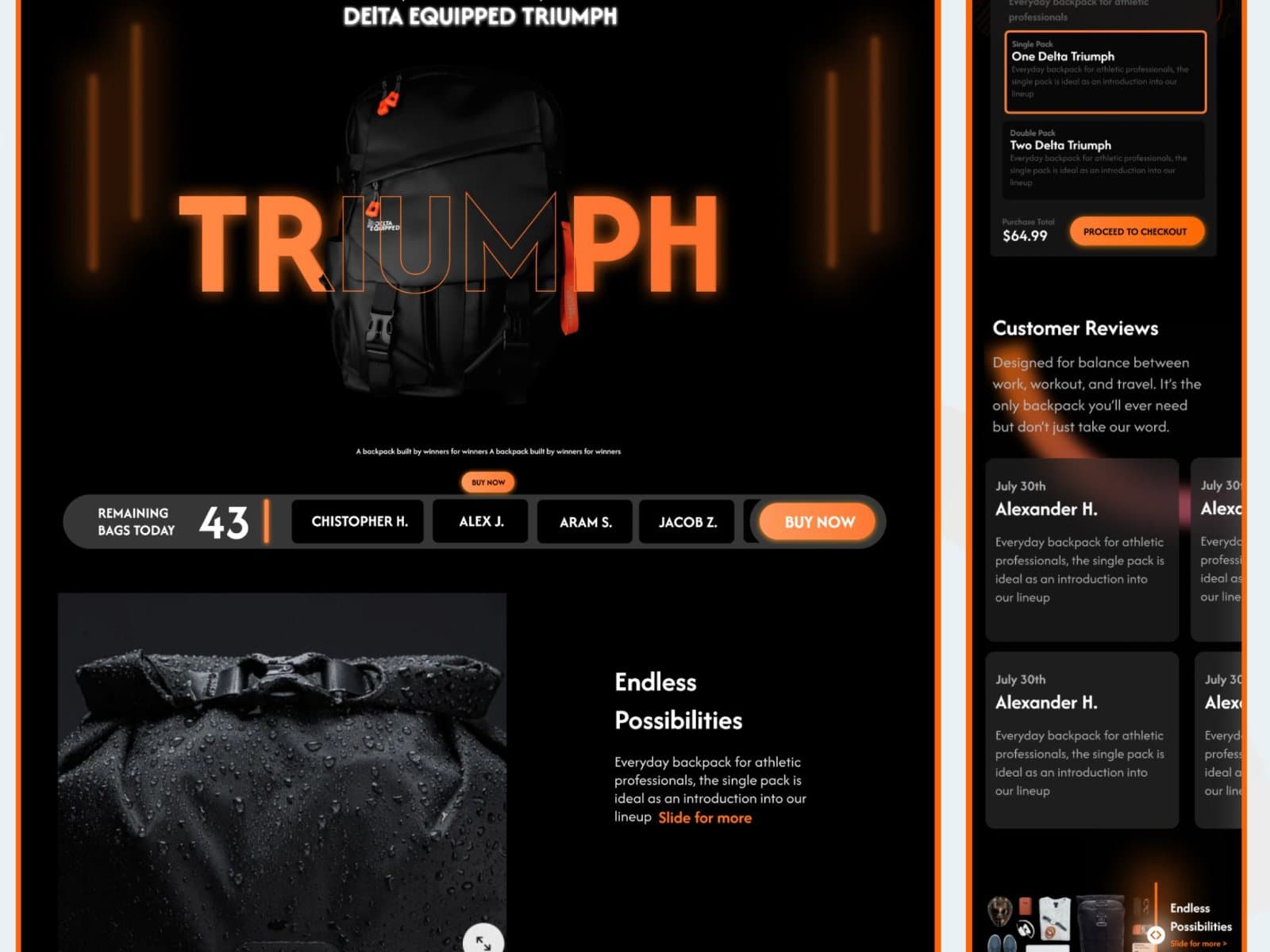 Delta Equipped: E-commerce site for a lifestyle backpack brand