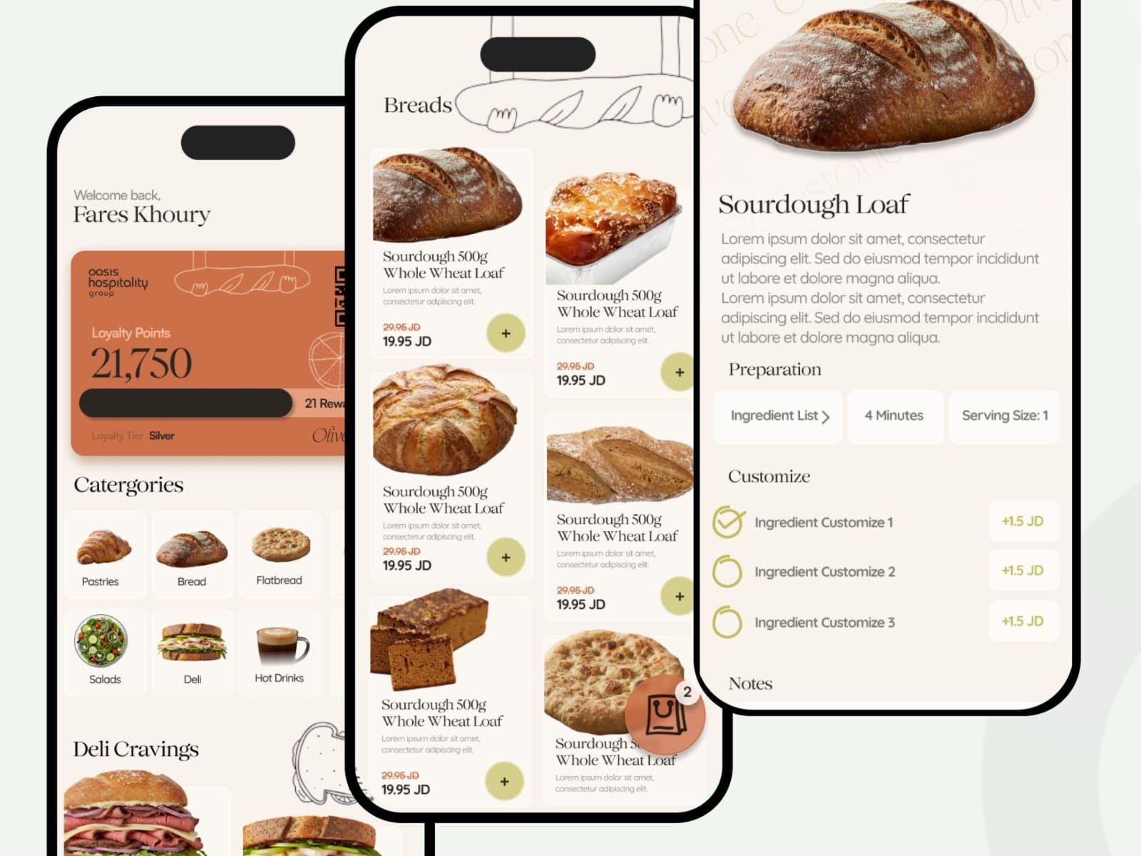 Olivestone: Ordering app, loyalty tablet and vendor dashboard for a bakery