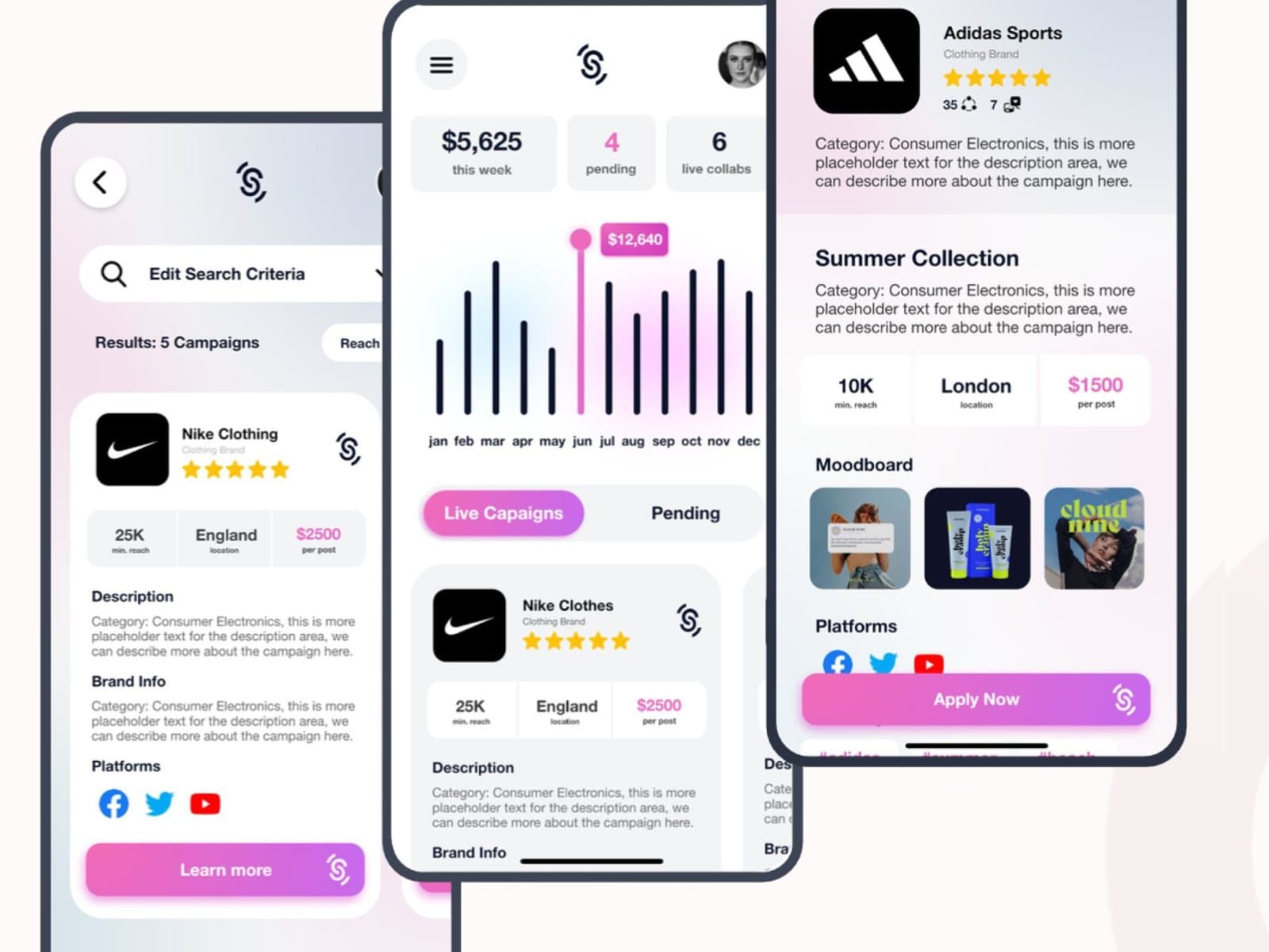 SWERV: UI and UX for an influencer marketplace